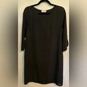 Everly Womens Little Black Dress Mini with Scalloped 3/4 Sleeve Size Medium